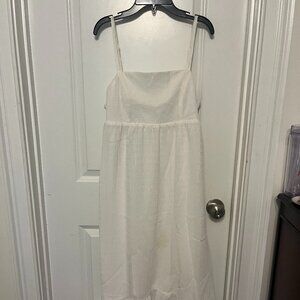 H&M Divided White Seersucker Babydoll Waist Midi Dress